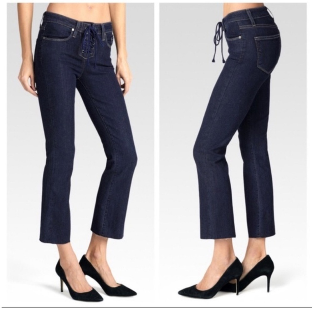 Paige Collette Crop Flare Lace Up Low Rise Jeans | Size 26